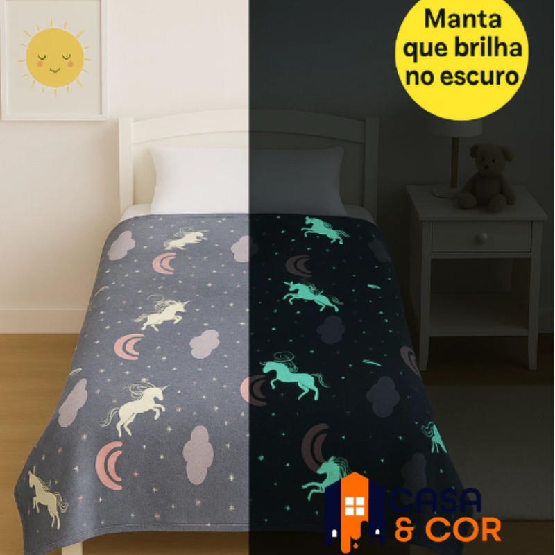 Manta Cobertor Mágico que Brilha no Escuro (Tamanho 2.00cm x 1.50cm)